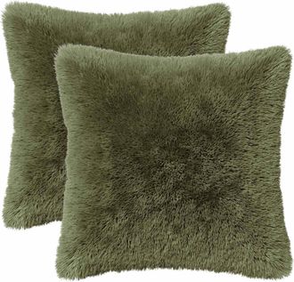 vidaXL Funda De Almohada 2 Pcs Heerlen Verde 30 X 30 Cm Fleece Pv Vidaxl