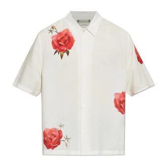 AllSaints Fleur Fazed Boxy Short Sleeve Shirt - Heren - Korte mouwen Overhemden - Beige - L - Linnen - Overhemden