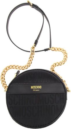 Moschino Ronde Logo Schoudertas - Dames - Schoudertassen - Zwart - ONE Size - Katoen - Tassen