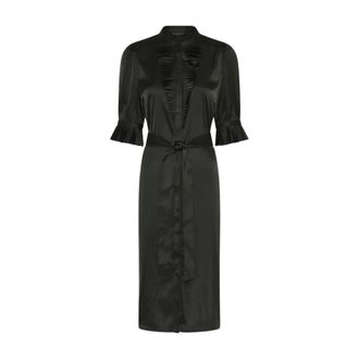 Bruuns Bazaar Chantus BBWickaya Midi Jurk - Dames - Shirt Kleedjes - Zwart - XL - Satijn - Kleedjes