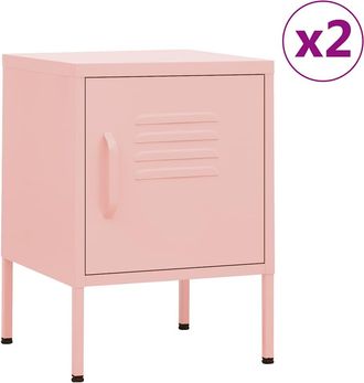 vidaXL Mesitas De Noche 2 Uds Rosa Acero 35x35x51 Cm Vidaxl