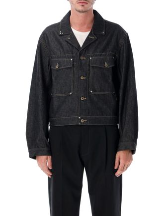Christophe Lemaire Trucker Jacket With Studs Studded Heavy Denim Jacket