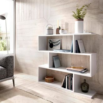 Dmora Librer&iacute;a Decorativa Y Funcional Dmora Color Blanco Brillo, 110 X 97 X 25 Cm