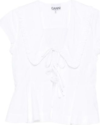 Ganni Ruffled-collar Peplum Blouse