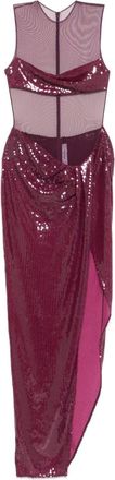 Alex Perry Abito lungo con paillettes - Viola