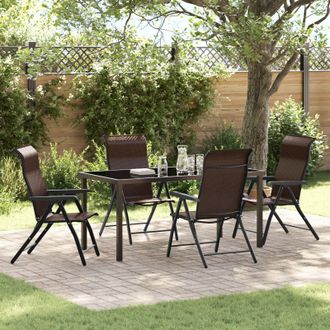 Berkfield Home 5 Piece Garden Dining Set Brown Poly Rattan