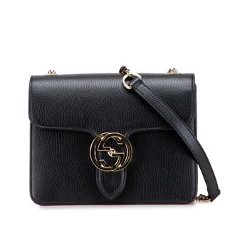 Gucci Interlocking G Schoudertas van Leer