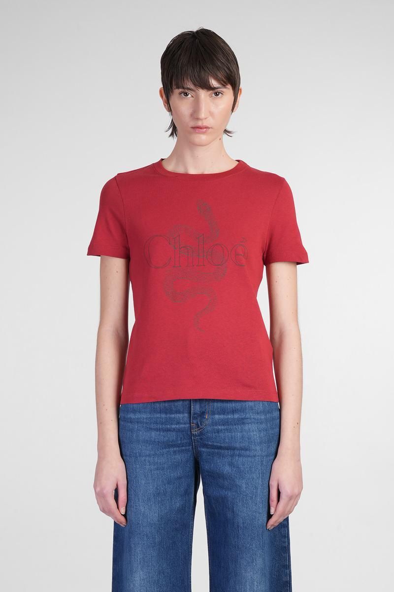 Tシャツ・カットソー CHLOE WOOL AND COTTON T-SHIRT WITH LOGO Chloé Cropped Boxy Logo T Shirt In Cotton Jersey | Chloé CA