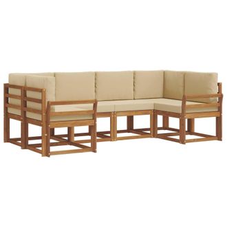 vidaXL Conjunto De Sof&aacute;s De Exterior Con Coj&iacute;n 6 Pcs Natural Y Beige Vidaxl