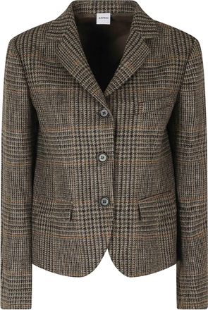 Aspesi Military Cropped Check Wool Blazer