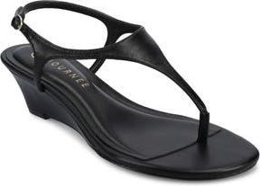 Journee Collection Kathryn Wedge Slingback Sandal in Black at Nordstrom Rack, Size 8.5