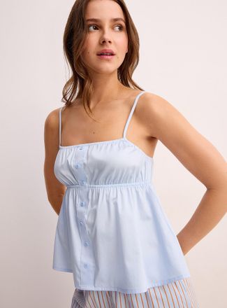 Twik Womens Pleated button-up cropped poplin Cami Top