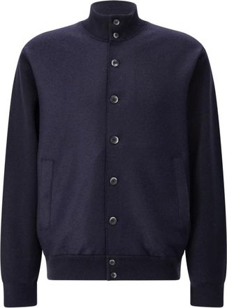 Herno Wolmix Gebreide Mouw Blouson - Heren - Zomerjassen - Blauw - 2XL - Wol - Jassen