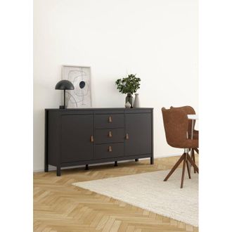 Dmora Dmora - Aparador Whitney, Buf&eacute; De Sal&oacute;n, Aparador De Sal&oacute;n, Despensa De Cocina, 151x38 H80 Cm, Negro