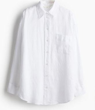 H&M Oversized Leinenbluse - White