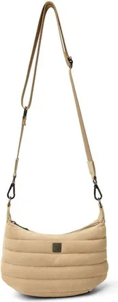 Think Royln Quilted Mini Moon Crossbody Bag in Soft Sand Suede at Nordstrom
