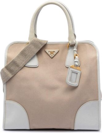 Prada Pre-owned Prada Saffiano Trimmed Canvas Canapa Satchel Ladies SLGKK4JTDXPPSFDZ