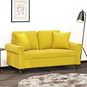 vidaXL Sof&aacute; De 2 Plazas Con Cojines Terciopelo Amarillo 120 Cm Vidaxl