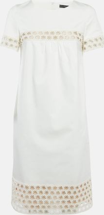 Max Mara White Gabardine Lace Insert Mini Dress