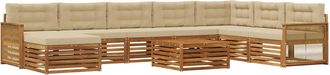 vidaXL Conjunto De Sof&aacute;s De Exterior 9 Uds. Natural Y Beige Vidaxl