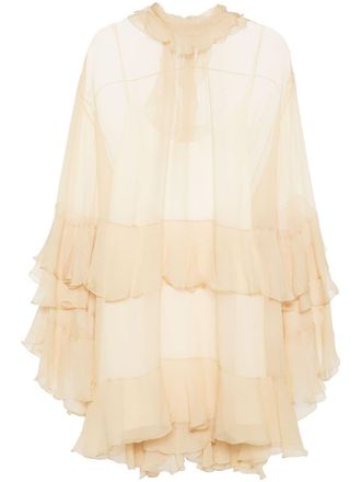 Chlo&eacute; ruffled mini dress - Neutrals