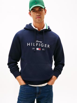 Tommy Hilfiger Hoodie TOMMY HILFIGER BRAND LOVE BIG HILFIGER, Herren, Gr. L, desert sky, Sweatware, Obermaterial: 77% Baumwolle, 23% Polyester, regular fit normal, R