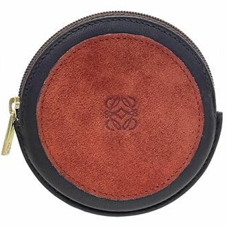 Loewe Dark Brown Red Color Suede Leather Coin Purse/Coin Case (Pre-Owned)