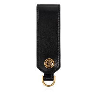 Versace Keyrings, female, Black, Size: ONE SIZE Embl&egrave;me Leather Keychain
