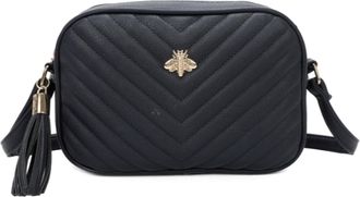 Generic Womens Chevron Quilted Crossbody Bag, Bee Embellishment Messenger Bag (Navy)