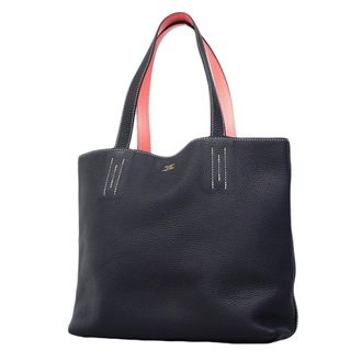 Herm&egrave;s Blue Nuit Rose Azalee Taurillon Clemence Leather Tote Bag (Pre-Owned)