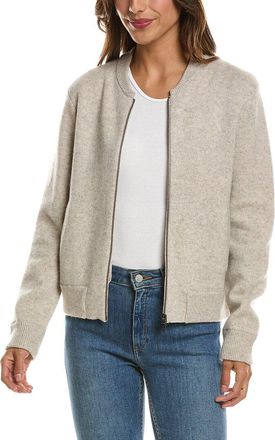 Fort&eacute; Cashmere Zip 100% Cashmere Bomber Cardigan