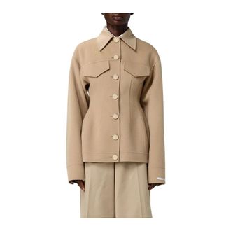 Sportmax Sportmax, Light Jackets, female, Brown, Size: 2XS Buttoned Jacket