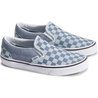 Vans Gender Inclusive Classic Slip-On Sneaker in Checkerboard Light Blue at Nordstrom, Size 11.5 Womens