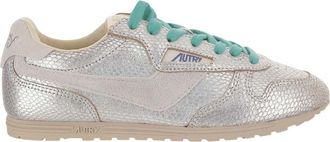 Autry Silver WINDSPIN LOW SNEAKERS WITH METALLIC FINISH