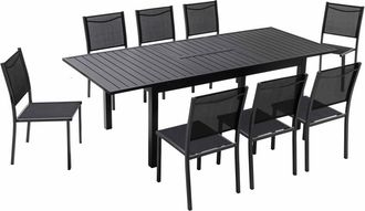 Oviala Mesa de jard&iacute;n de aluminio con 8 sillas