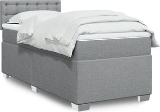 vidaXL Cama Box Spring Con Colch&oacute;n Tela Gris Claro 80x200 Cm Vidaxl