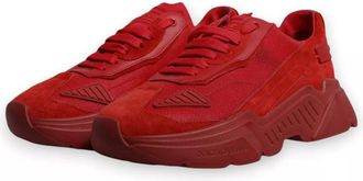 Dolce & Gabbana Mens Red Leather Daymaster Low Top Sneakers Shoes