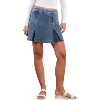 Wash Lab Denim Cascade Pleat Denim Miniskirt in Regal Denim at Nordstrom, Size 29