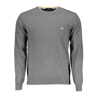 Harmont & Blaine Round-neck Knitwear, male, Gray, Size: 2XL Mens Sweater Grey Long Sleeve