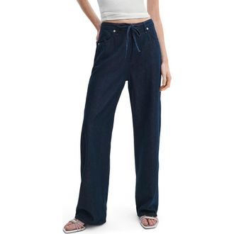 Rag & Bone Featherweight Phoebe Drawstring Wide Leg Jeans in Dusk Rinse at Nordstrom, Size X-Large