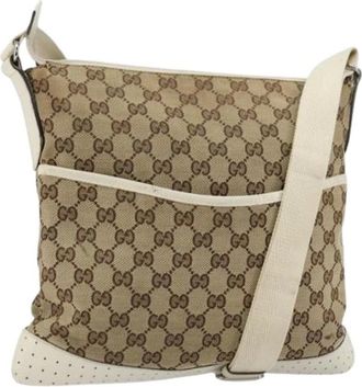 Gucci Pre-owned Cross Body Bags, female, Beige, Size: ONE SIZE Pre-owned Vintage GG Canvas Shoulder Bag