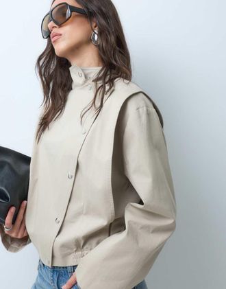 Asos giacca squadrata con collo a imbuto asimmetrico-Marrone