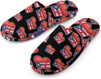 Generic I Love PR U.S. State Mens Cotton Slippers Memory Foam Comfort House Shoes Winter Indoor Slipper for Hotel Casa Spa