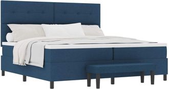 vidaXL Box Spring Bed with Mattress Blue 200 x 200 cm Fabric vidaXL