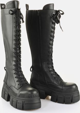 Buffalo Gospher Lace Up High Zwarte Laarzen Voor Dames