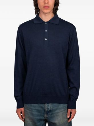 Another Aspect Poloshirt van merinowol - Blauw