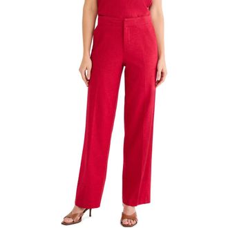 Nic+Zoe Lenox Linen Blend Pants in Red Mix at Nordstrom, Size 18