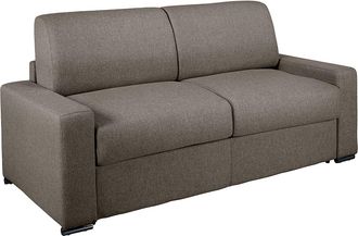 Vente-Unique Sof&aacute; cama de 3 plazas de tela de apertura r&aacute;pida CALITO - Antracita - Somier de l&aacute;minas de 140 cm - Colch&oacute;n de 18 cm con memoria de forma