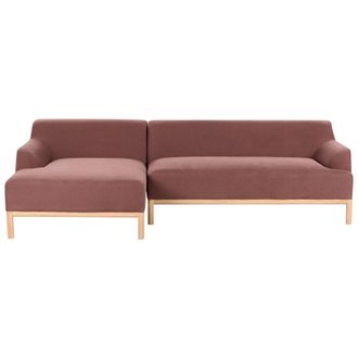 Beliani Beliani - Sof&aacute; Esquinero Elegante Tela Poli&eacute;ster Patas De Madera Sala De Estar Borgo&ntilde;a Derecho Sosjo