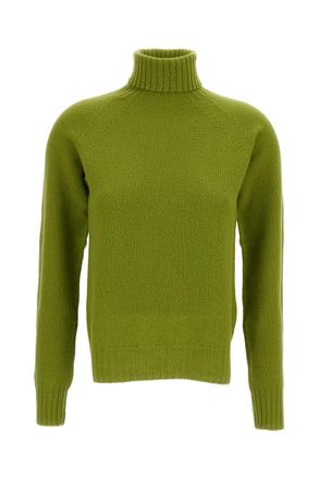 Drumohr Green Flat-Knit Wool Turtleneck